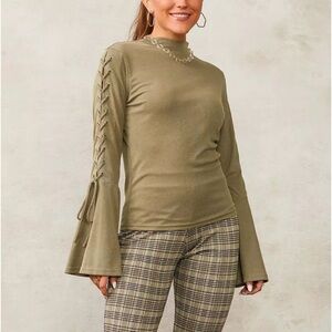 Willow & Root Mock Neck Top - Olive